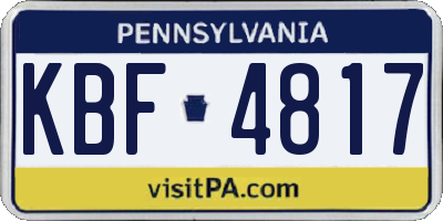 PA license plate KBF4817