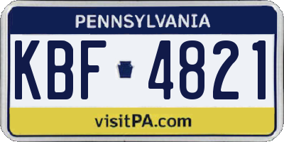 PA license plate KBF4821