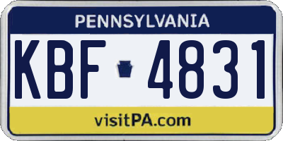 PA license plate KBF4831