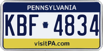 PA license plate KBF4834