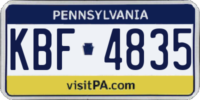 PA license plate KBF4835