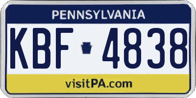 PA license plate KBF4838