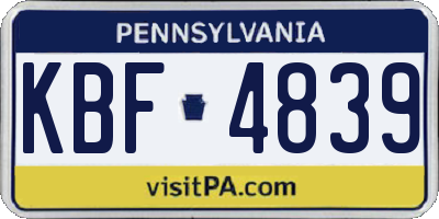 PA license plate KBF4839