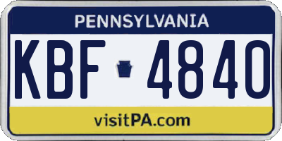 PA license plate KBF4840