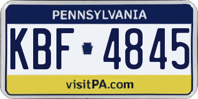 PA license plate KBF4845