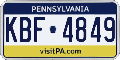 PA license plate KBF4849