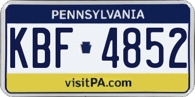 PA license plate KBF4852