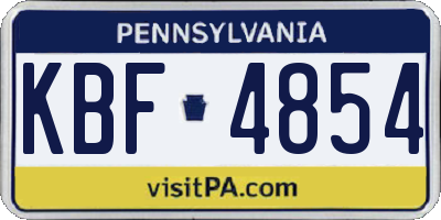 PA license plate KBF4854
