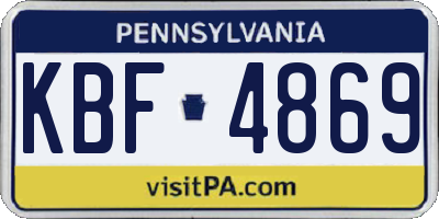 PA license plate KBF4869