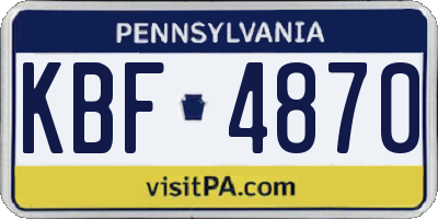 PA license plate KBF4870