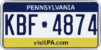 PA license plate KBF4874