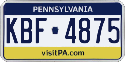 PA license plate KBF4875