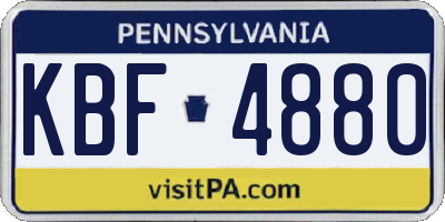 PA license plate KBF4880