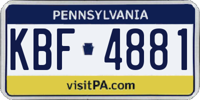 PA license plate KBF4881