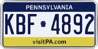 PA license plate KBF4892