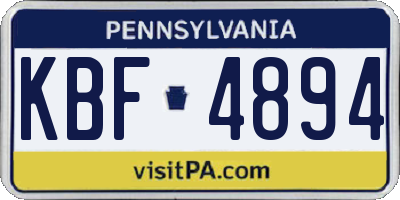 PA license plate KBF4894