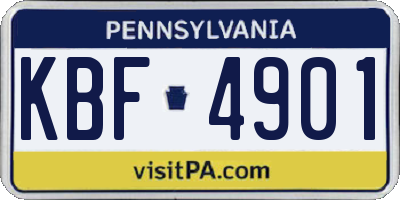PA license plate KBF4901