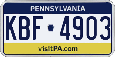 PA license plate KBF4903