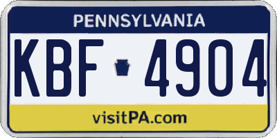 PA license plate KBF4904