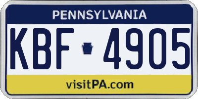 PA license plate KBF4905