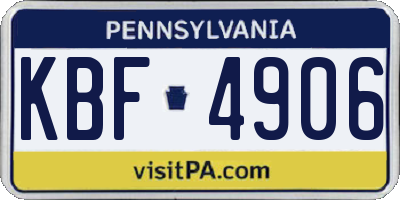 PA license plate KBF4906