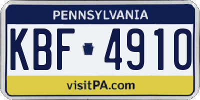 PA license plate KBF4910