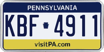 PA license plate KBF4911