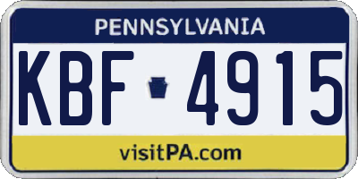 PA license plate KBF4915