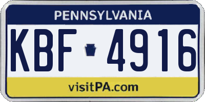 PA license plate KBF4916