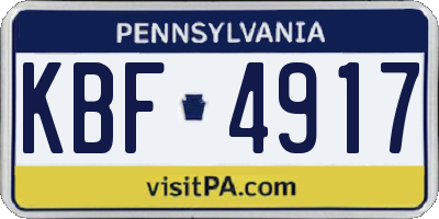 PA license plate KBF4917