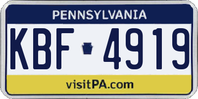 PA license plate KBF4919