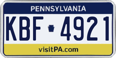 PA license plate KBF4921