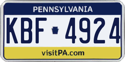 PA license plate KBF4924