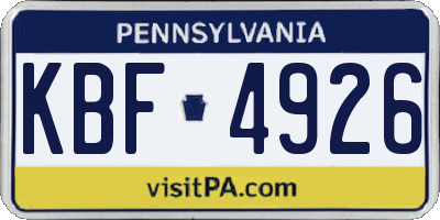 PA license plate KBF4926