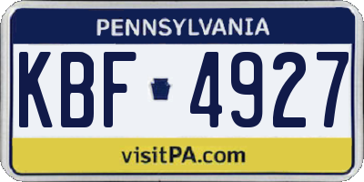 PA license plate KBF4927