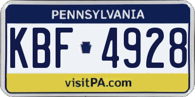 PA license plate KBF4928