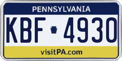PA license plate KBF4930