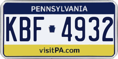 PA license plate KBF4932