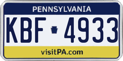 PA license plate KBF4933