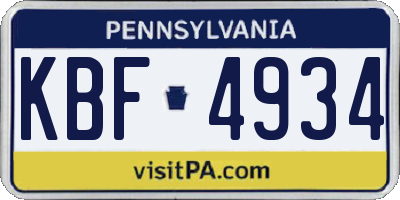 PA license plate KBF4934