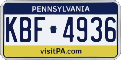 PA license plate KBF4936