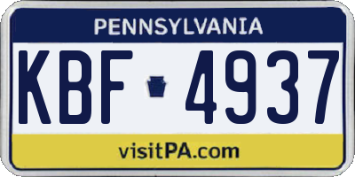 PA license plate KBF4937