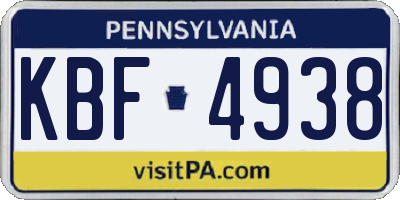 PA license plate KBF4938