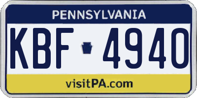 PA license plate KBF4940