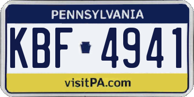 PA license plate KBF4941