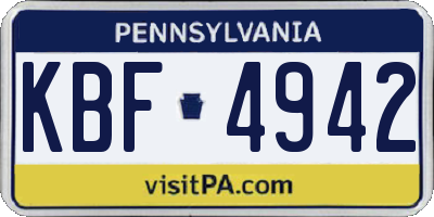 PA license plate KBF4942
