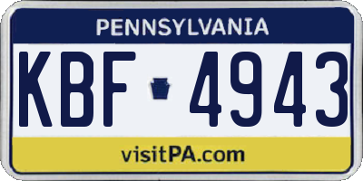PA license plate KBF4943