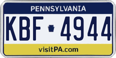 PA license plate KBF4944