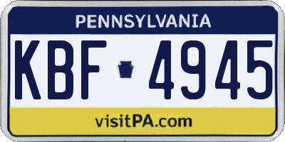 PA license plate KBF4945