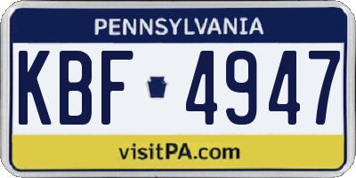 PA license plate KBF4947